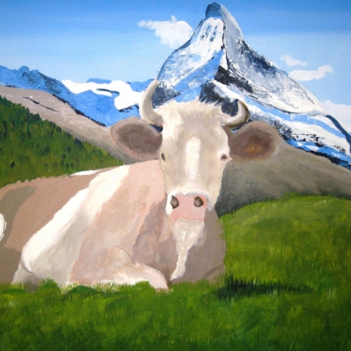 Matterhorn mit Kuh 80 x 60
